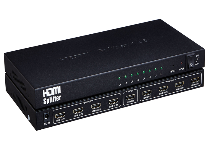 1进8出HDMI分配器（1080P输入输出）